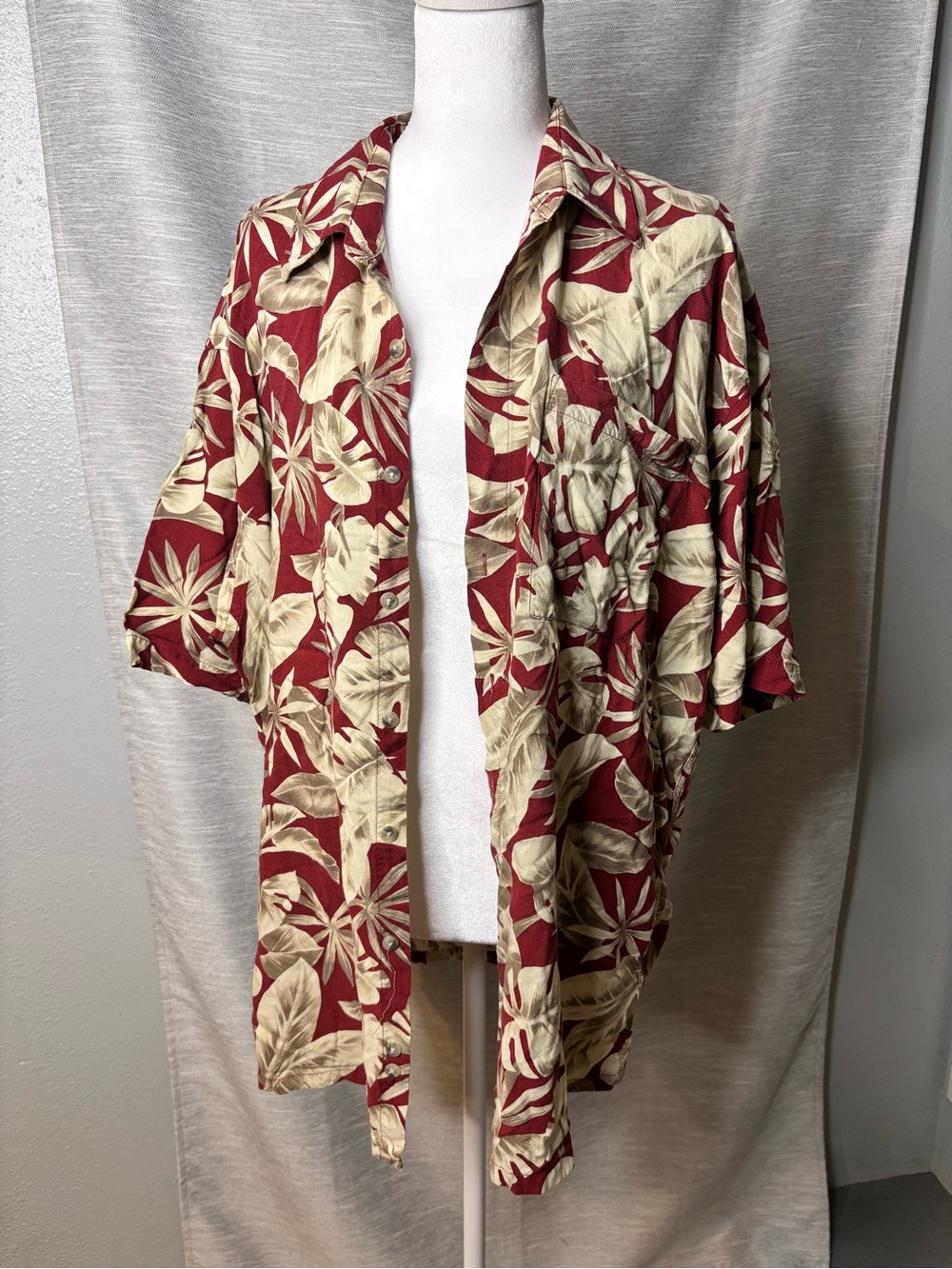 Red and Cream Tropical Print Hawaiian Shirt